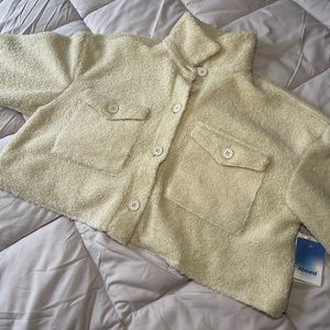 Cropped sherpa fleece jacket